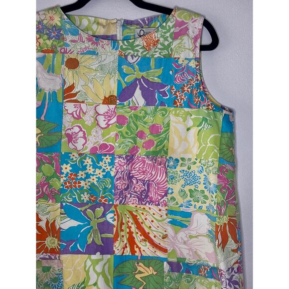 Vintage 1990s Lilly Pulitzer White Label Patchwork Dress Floral Print 8P AS IS - Picture 2 of 16